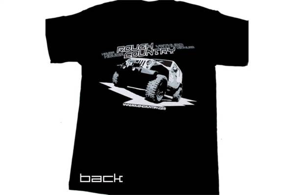 Rough Country - Rough Country Sleeve T-Shirt Short Front RC Vertical Logo Back Jeep Design Black Small - 84026 - Image 1