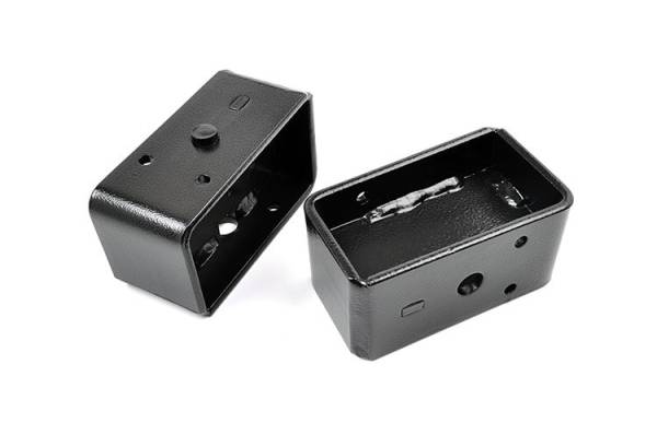 Rough Country - Rough Country Lift Blocks 9/16 in. Pin Blocks 2.5 in. Wide Fabricated Steel Blocks Powder Coated Black Pair 3 in. Rear Lift - 6594 - Image 1
