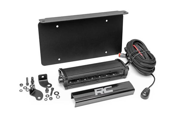 Rough Country - Rough Country Cree Black Series LED License Plate Mount Kit Incl. 8 in. Light Bar License Plate Bracket Wiring Harness Light Cover Light Mounting Brackets - 70183 - Image 1