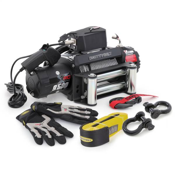 Smittybilt - Smittybilt XRC-9.5 GEN 2 Recovery Pack Winch Incl. XRC 9500lb. Winch [2]XRC Heavy Duty Gloves [2] 3/4 in. D-Ring Shackles [2] 20ft. 20000lbs. Tow Strap - 97495P - Image 1