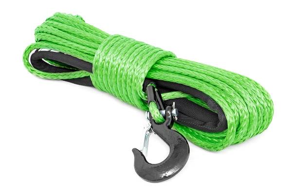 Rough Country - Rough Country Synthetic Rope Rated Up To 16000lbs 85 Feet high Quality Synthetic Rope Incl. Clevis Hook And Protective Sleeve Green - RS113 - Image 1