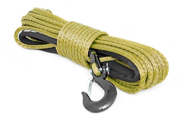 Rough Country - Rough Country Synthetic Winch Rope Synthetic 3/8 in. 85 ft. Long Rated For Up To 16000 lbs. Army Green Includes Clevis Hook And Protective Sleeve - RS137 - Image 1