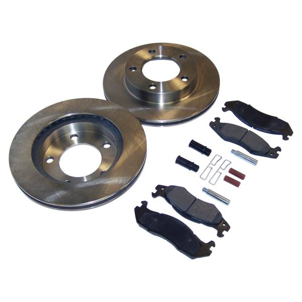 Crown Automotive Jeep Replacement - Crown Automotive Jeep Replacement Disc Brake Service Kit Front w/5 Bolt Flange Mounting Kit Includes Pads/Rotors/Pins/Springs/Bushings  -  5363421RK - Image 1