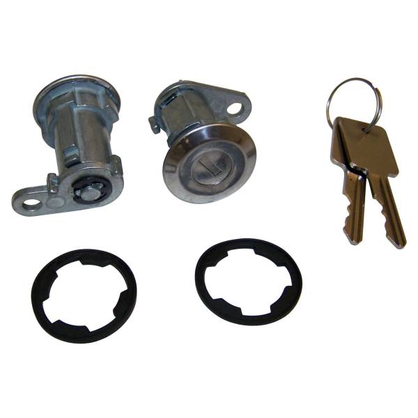 Crown Automotive Jeep Replacement - Crown Automotive Jeep Replacement Door Lock Cylinder Kit 2 Cylinders w/Keys Chrome  -  8122874K2 - Image 1