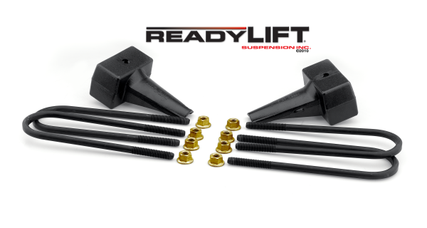 ReadyLift - ReadyLift Rear Block Kit 4 in. Flat Cast Iron Blocks Incl. Integrated Locating Pin E-Coated U-Bolts Nuts/Washers - 66-2014 - Image 1