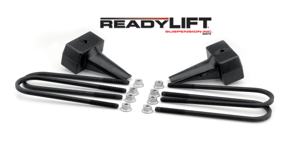 ReadyLift - ReadyLift Rear Block Kit 5 in. Flat Cast Iron Blocks Incl. Integrated Locating Pin E-Coated U-Bolts Nuts/Washers - 66-2015 - Image 1