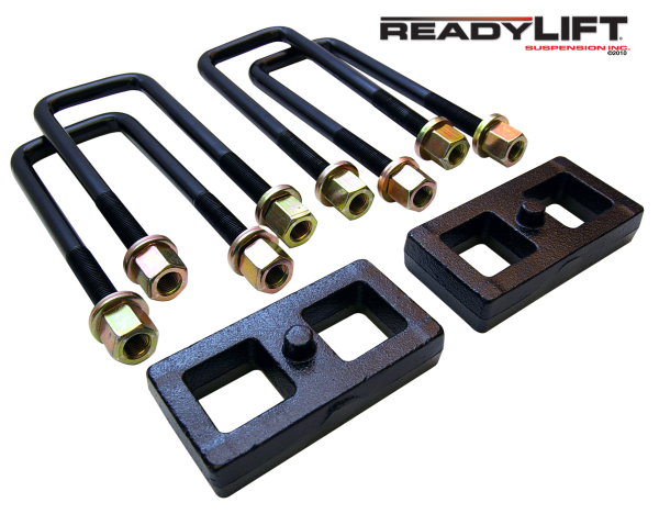 ReadyLift - ReadyLift Rear Block Kit 1 in. Cast Iron Blocks Incl. Integrated Locating Pin E-Coated U-Bolts Nuts/Washers - 66-5001 - Image 1