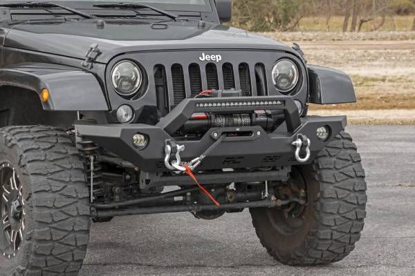 Rough Country - Rough Country Front Winch Bumper Full Width Incl. LED Light Bar Satin Black - 10596 - Image 1