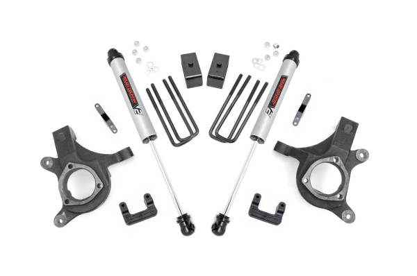 Rough Country - Rough Country Suspension Lift Kit w/V2 Shocks 5 in. Incl. Knuckle Brake Line Brackets Strut Spacers Hardware - 10870 - Image 1