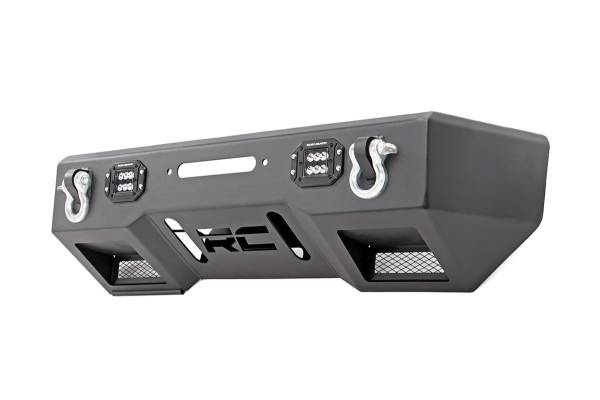 Rough Country - Rough Country Front Stealth Stubby Winch Bumper Incl. Hoop Two Black Series 2 in. LED Cube Lights D-Rings Satin Black - 11831 - Image 1