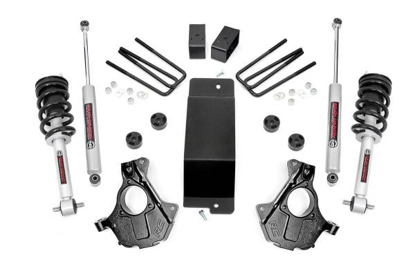 Rough Country - Rough Country Suspension Lift Knuckle Kit w/Shocks 3.5 in. Lift Incl. N2.0 Struts Knuckles Diff Drop Spacer/Skid Plate Blocks U-Bolts Hardware Rear Premium N3 Shocks - 11932 - Image 1