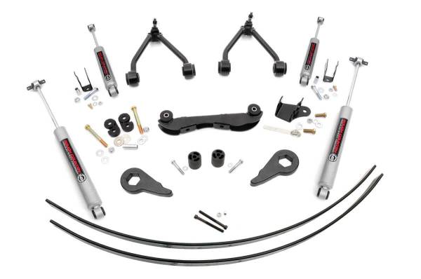 Rough Country - Rough Country Suspension Lift Kit 2-3 in. Lift Incl. Upper Control Arms/Moog Ball Joints Diff Drop brkt. Torsion Bar Adjuster Keys Shock Reloc. Brkt. Add-A-Leafs U-Bolts Hardware - 17030 - Image 1
