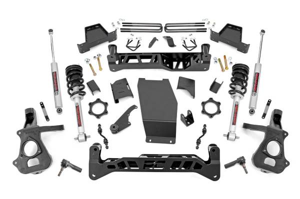 Rough Country - Rough Country Suspension Lift Kit 7 in. Lifted Knuckles Front/Rear High Clearance Cross Members Skid Plate Fabricated Anti Wrap Lift Blocks Includes N3 Shocks Absorbers - 17432 - Image 1