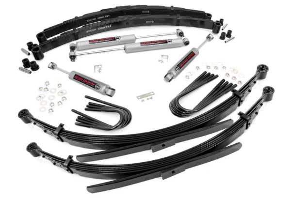 Rough Country - Rough Country Suspension Lift Kit w/Shocks 4 in. Lift Incl. Leaf Springs Brake Line Reloc. U-Bolts Hardware Front and Rear Premium N3 Shocks - 18030 - Image 1