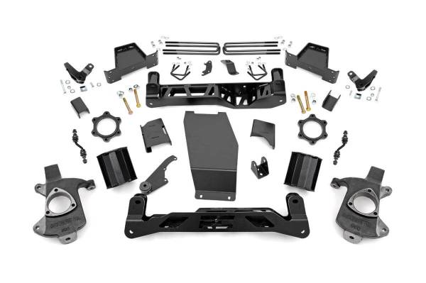 Rough Country - Rough Country Suspension Lift Kit 6 in. Lift Upper Strut Spacers Skid Plate Front/Rear Cross Member Sway Bar Drop Brackets Fabricated Anti-Wrap Lift Blocks - 18201 - Image 1