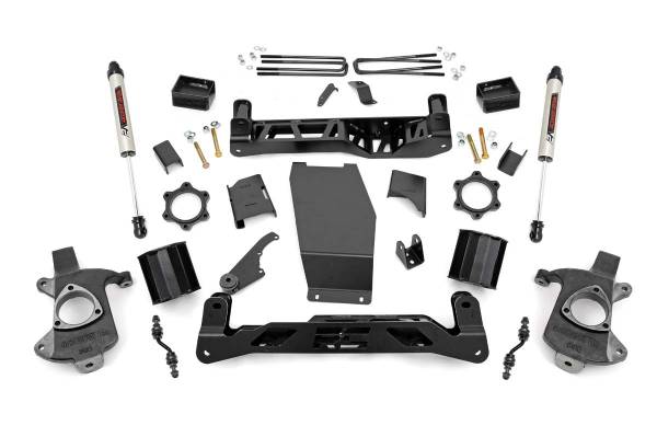 Rough Country - Rough Country Suspension Lift Kit w/Shocks 5 in. Lift Incl. Strut Spacers Rear V2 Monotube Shocks Stock Cast Steel - 22370 - Image 1