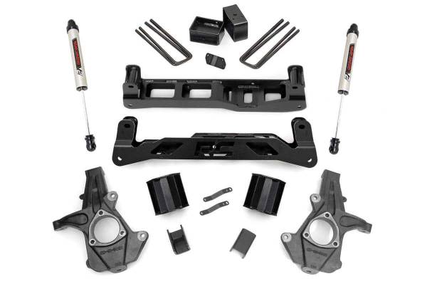 Rough Country - Rough Country Suspension Lift Kit w/Shocks 5 in. Lift V2 Monotube Shocks Stock Cast Steel - 24770 - Image 1