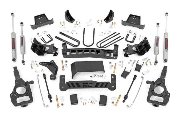 Rough Country - Rough Country Suspension Lift Kit w/Shocks 5 in. Lift Incl. Crossmember Knuckles Skid Plate Diff/Torsion Drop Brkt Swaybar Links Brake Lines Blocks Front and Rear Premium N3 Shocks - 43130 - Image 1