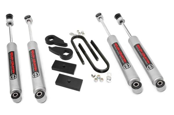 Rough Country - Rough Country Leveling Lift Kit w/Shocks 2.5 in. Front Lift and 1 in. Rear Incl. Torsion bar Keys Blocks U-Bolts Front and Rear Premium N3 Shocks - 47430 - Image 1