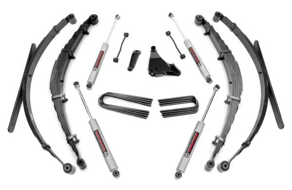 Rough Country - Rough Country Suspension Lift Kit w/Shocks 4 in. Lift Incl. Leaf Springs Trackbar/I-Beam Drop Brkt Pitman Arm Blocks U-Bolts Hardware Front and Rear Premium N3 Shocks - 49230 - Image 1
