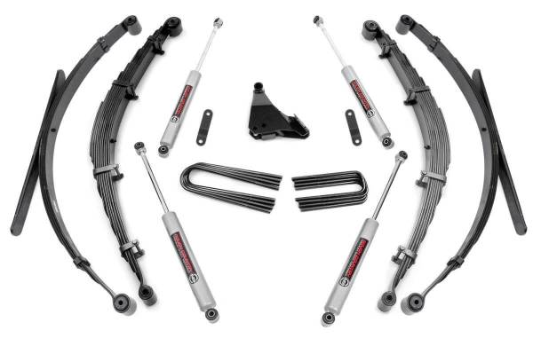 Rough Country - Rough Country Suspension Lift Kit w/Shocks 4 in. Lift Incl. Leaf Springs Swaybar/Trackbar Drop Brkt. U-Bolts Hardware Front and Rear Premium N3 Shocks - 50130 - Image 1