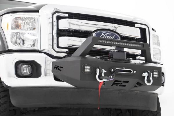 Rough Country - Rough Country Winch Mount System 20 in. Black Series Front Single Row LED Light Bar 2 in. Flush Mount LED Cube 1/4 in. Thick Steel Winch Mount - 51006 - Image 1