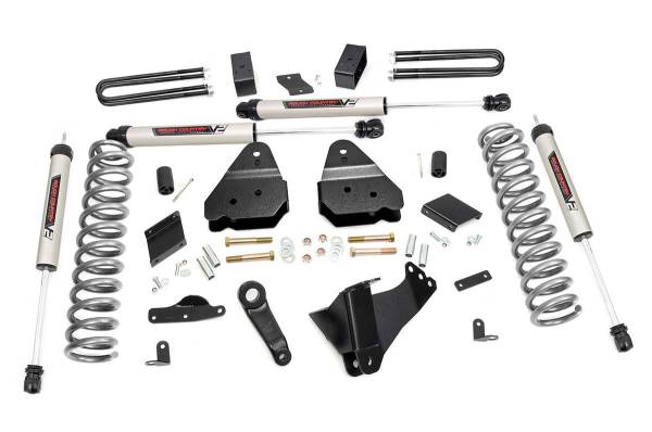 Rough Country - Rough Country Suspension Lift Kit 4.5 in. w/V2 Monotube Shocks Lifted Coil Springs Pitman Arm Brackets Bumpstop Spacers Fabricated Lift Blocks U-Bolts Hardware - 53070 - Image 1