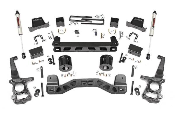 Rough Country - Rough Country Suspension Lift Kit 6 in. w/V2 Shocks Lifted Knuckles Strut Spacers 4 in. Thick Plate Steel Front And Rear Crossmember Brackets w/Hardware - 55370 - Image 1