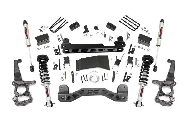 Rough Country - Rough Country Suspension Lift Kit 4 in. Lifted Knuckles/Struts V2 Shocks Driveshaft Brackets 1/4 in. Thick Plate Steel Front/Rear Cross Members Includes Hardware - 55571 - Image 1