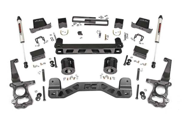 Rough Country - Rough Country Suspension Lift Kit 6 in. w/V2 Shocks Set Of Durable Lifted Knuckles And Strut Spacers 1/4 in. Thick Plate Steel Front Rear Cross Member Premiere Off Road Shock Absorbers - 57370 - Image 1