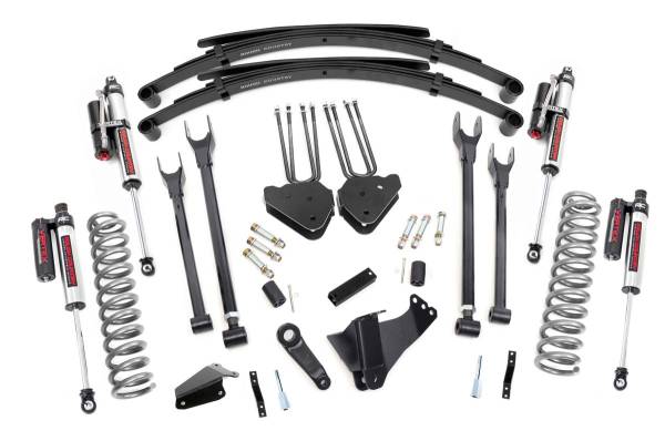 Rough Country - Rough Country Suspension Lift Kit w/Shocks 6 in. 4 Link w/Vertex Shocks Lifted Coils Upper / Lower Control Arms Brackets Extended Sway-Bar Links Pitman Arm Bumpstop Spacers w/Hardware - 58250 - Image 1