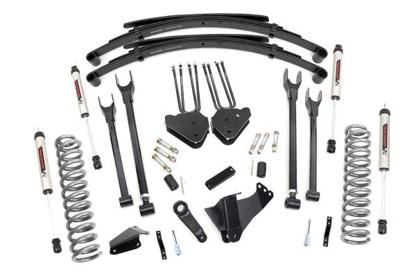 Rough Country - Rough Country Suspension Lift Kit 6 in. 4-Link w/V2 Shocks Lifted Coil Springs Upper / Lower Control Arms Brackets Extended Sway-Bar Links Bumpstop Spacers Includes Hardware - 58270 - Image 1