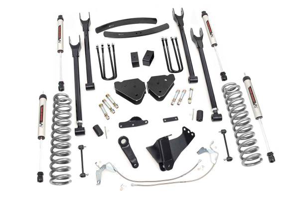 Rough Country - Rough Country Suspension Lift Kit 6 in. 4-Link w/V2 Shocks Lifted Coil Springs Upper / Lower Control Arms Brackets Extended Sway-Bar Links Bumpstop Spacers Includes Hardware - 58870 - Image 1