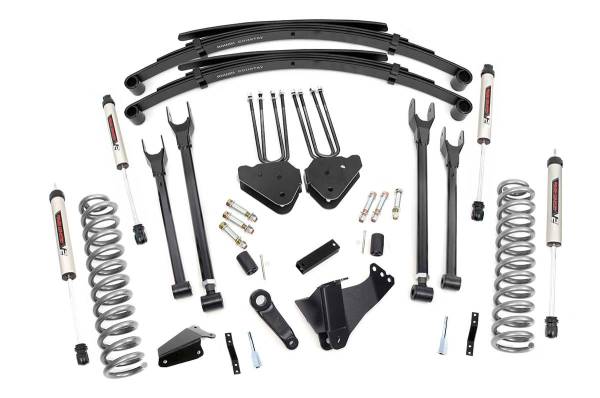 Rough Country - Rough Country Suspension Lift Kit 8 in. 4 Link w/V2 Shocks Lifted Coil Springs Upper / Lower Control Arms Brackets Sway-Bar Lin Extensions Pitman Arm Bumpstop Spacers w/Hardware - 59070 - Image 1