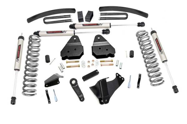 Rough Country - Rough Country Suspension Lift Kit 6 in. w/V2 Series Shocks Lifted Coil Springs Stainless Steel Braided Brake Lines Brackets Extended Sway-Bar Links Bumpstop Spacers Includes Hardware - 59370 - Image 1