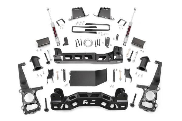 Rough Country - Rough Country Suspension Lift Kit 6 in. Lifted Knuckles Strut Spacers Front/Rear Cross Member Sway-Bar Drop Brackets Brake Line Brackets Driveshaft Spacer - 59830 - Image 1