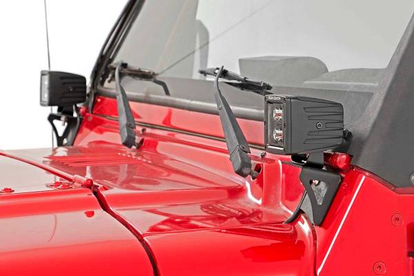 Rough Country - Rough Country LED Windshield Light Mounts Lower For Cree 4 in. Square LED Lights - 6003 - Image 1