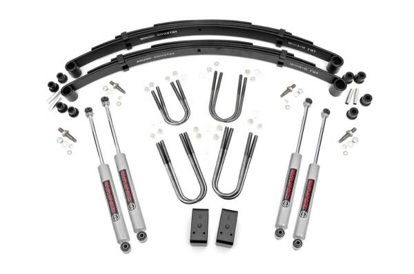 Rough Country - Rough Country Suspension Lift Kit w/Shocks 3 in. Lift Incl. Leaf Springs U-Bolts Hardware Lift Blocks Front and Rear Premium N3 Shocks - 64030 - Image 1