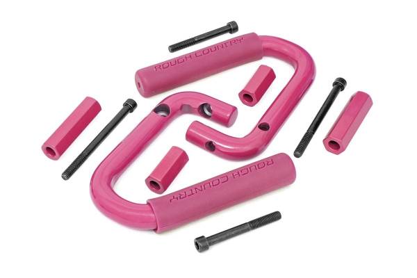 Rough Country - Rough Country Grab Handle Front Solid Steel Pink Set - 6501PINK - Image 1