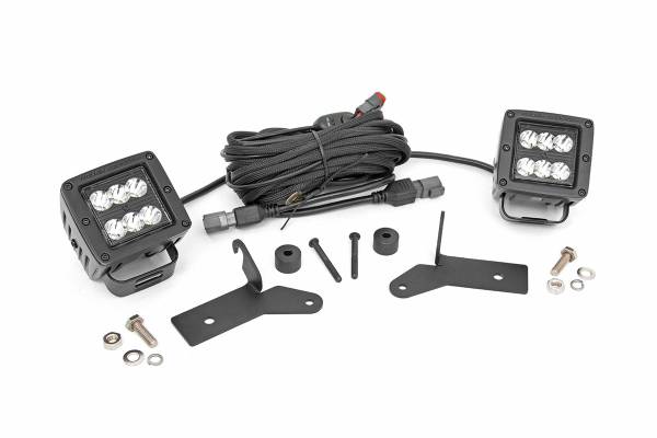 Rough Country - Rough Country LED Lower Windshield Kit 2 in. LED Cube Black Series 100% Bolt-On installation Sold In Pairs Incl. Wiring Harness 3 Year Warranty - 70052 - Image 1