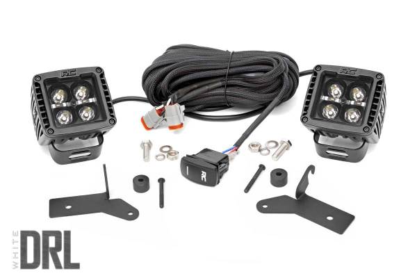 Rough Country - Rough Country LED Lower Windshield Kit 2 in. Black w/White DRL - 70052DRL - Image 1