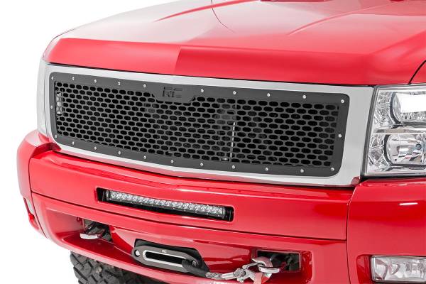 Rough Country - Rough Country Laser-Cut Mesh Replacement Grille Black Powdercoat Incl. Inner/Outer Grilles Brackets Installation Hardware Black Powdercoat - 70194 - Image 1