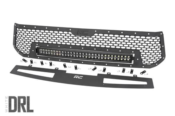 Rough Country - Rough Country Mesh Grille 30 in. Front Dual Row LED Black Powder Coat Finish Stainless Steel Hardware Unique Mesh Pattern w/Cool White DRL - 70225 - Image 1