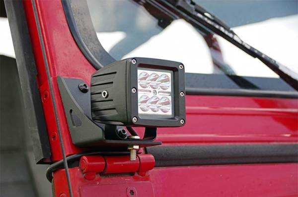 Rough Country - Rough Country LED Windshield Light Mounts Lower For Cree 2 in. Square LED Lights 4 in. Round LED Lights - 70510 - Image 1