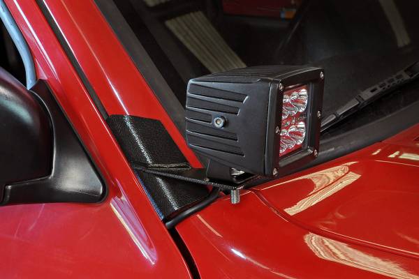 Rough Country - Rough Country LED Windshield Light Mounts Lower For Cree 2 in. Square LED Lights 4 in. Round LED Lights - 70525 - Image 1