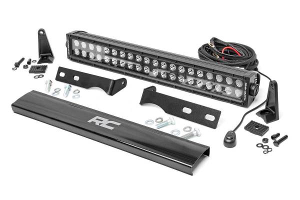 Rough Country - Rough Country Hidden Bumper Black Series LED Light Bar Kit 20 in. Dual Row Light Bar [4] 3W High Intensity Cree LEDs 9600 Lumens 120W Incl. Mounting Brkts. Light Cover - 70773 - Image 1
