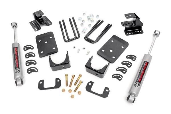 Rough Country - Rough Country Coil Spring Lowering Kit 2 in. Front and 4 in. Rear Drop Incl. Lowering Spacers Cam Plate Spring Hanger Brkt. Axle Saddles U-Bolt/Plates Rear Premium N3 Shocks - 72330 - Image 1
