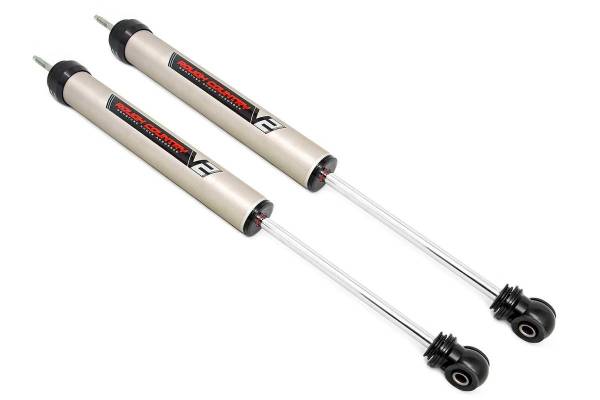 Rough Country - Rough Country V2 Shock Absorbers Nitrogen Charged Monotube Design 46 mm. High-Flow Piston T6061 Brushed Aluminum Body 36kN Tensile Strength Pair - 760797_A - Image 1