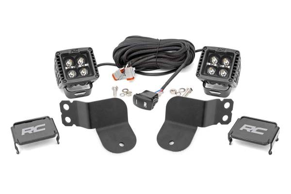 Rough Country - Rough Country Black Series Cube Kit White DRL 2 in. LED IP67 Waterproof Die Cast Aluminum Powder Coated Steel Brackets Includes Installation Instructions - 93025 - Image 1