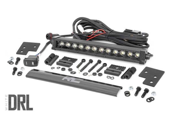 Rough Country - Rough Country LED Bumper Kit 12 in. Front Die Cast Aluminum Housing Premium Wiring Harness w/On/Off Switch 4800 Lumens Of Lighting Power Black Series w/White DRL - 93027 - Image 1